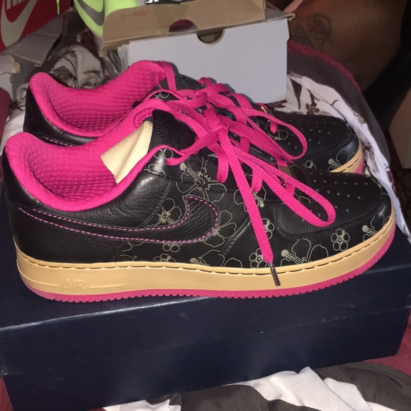 tan and pink air force ones